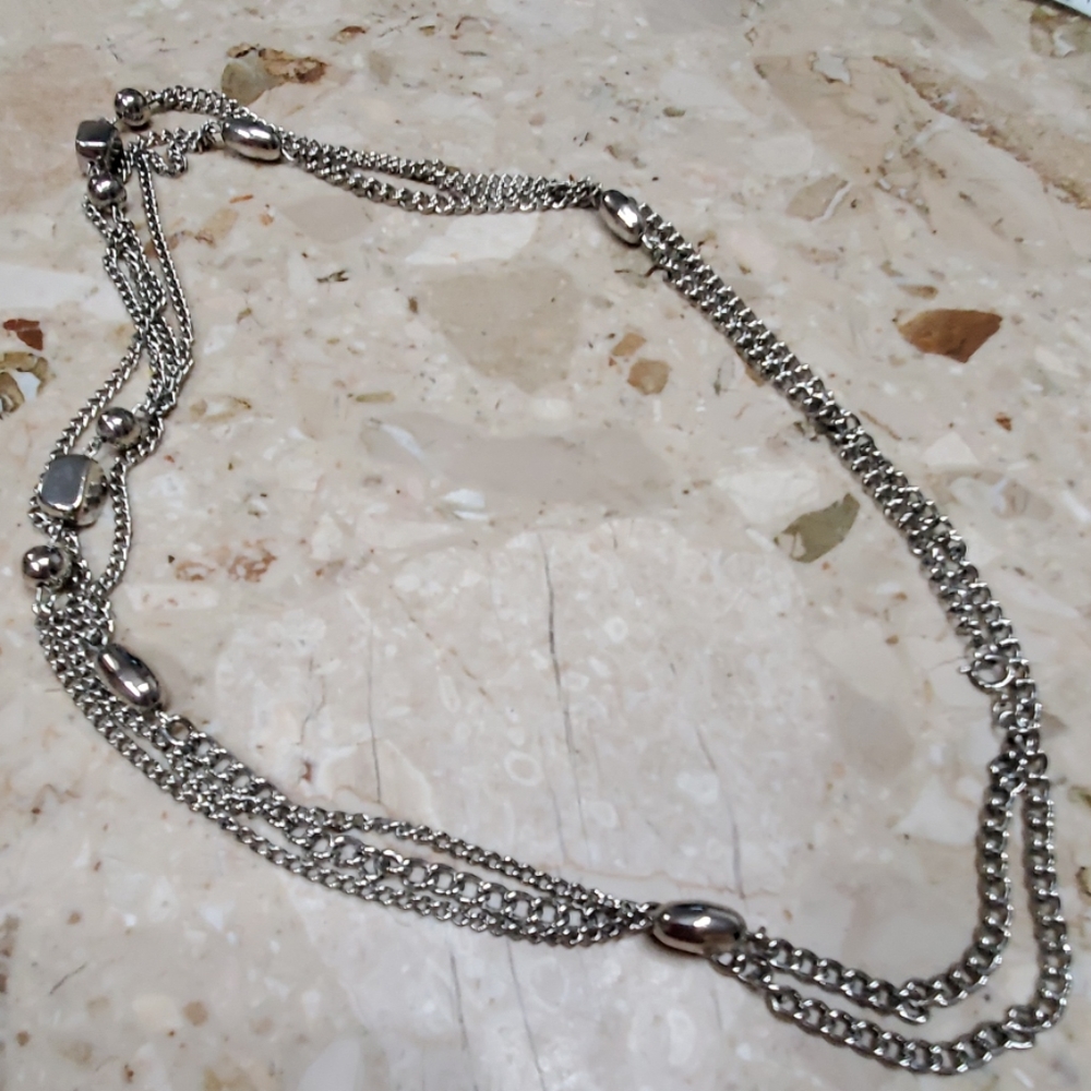 Silver tone chain necklace